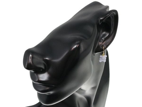 トウス ピアス カルセドニー クマ アニマル フック K18YG