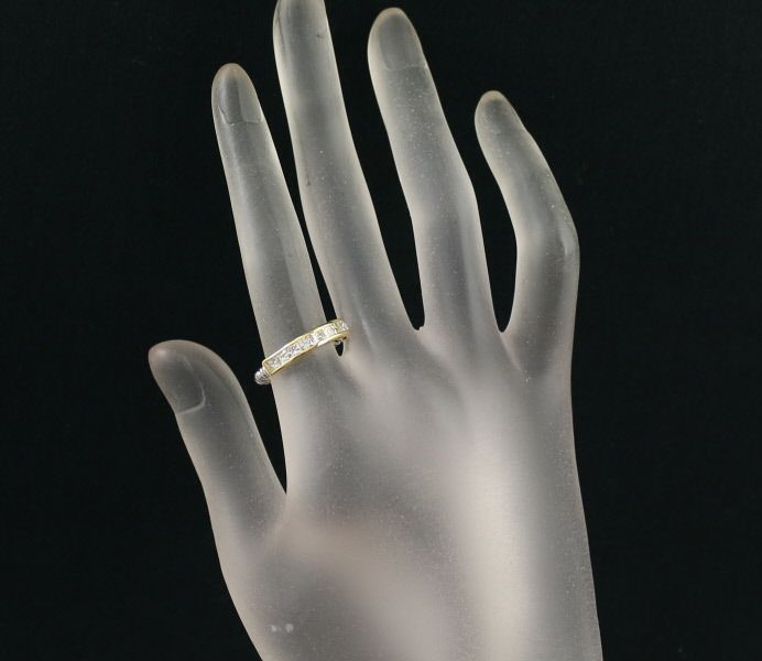 ダイヤ 1.00ct レールセッティング コンビカラー  リング K18YG/Pt950 