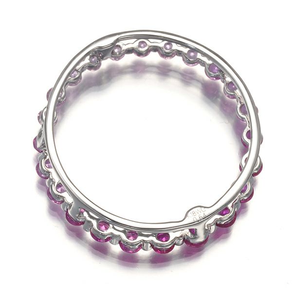 ピンクサファイア 0.64ct サークル グラデーション  ペンダントトップ K18WG 