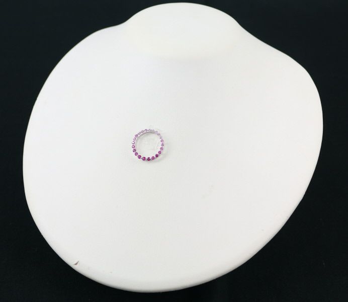 ピンクサファイア 0.64ct サークル グラデーション  ペンダントトップ K18WG 