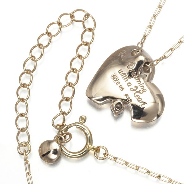 カシケイ ネックレス ダイヤ 0.05ct  ハート K18BG