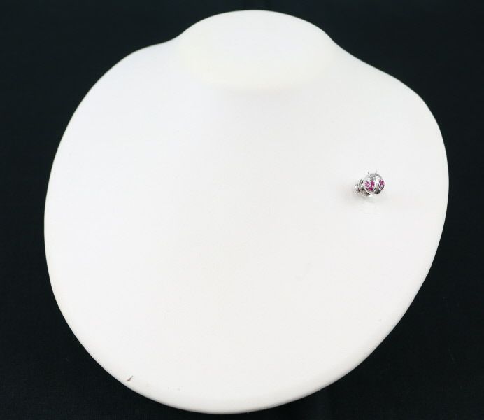 ピンクサファイア 0.23ct テントウムシ アニマル ピン  ブローチ K18WG/合金 