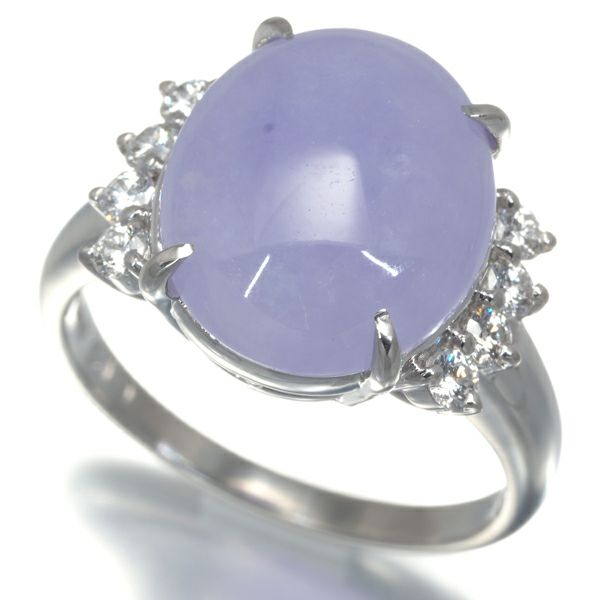 タサキ リング ラベンダー翡翠 6.19ct ダイヤ 0.25ct  11.5号 Pt900 ソーティング