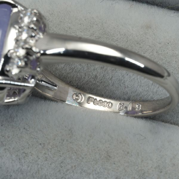 タサキ リング ラベンダー翡翠 6.19ct ダイヤ 0.25ct  11.5号 Pt900 ソーティング