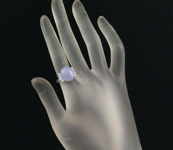 タサキ リング ラベンダー翡翠 6.19ct ダイヤ 0.25ct  11.5号 Pt900 ソーティング