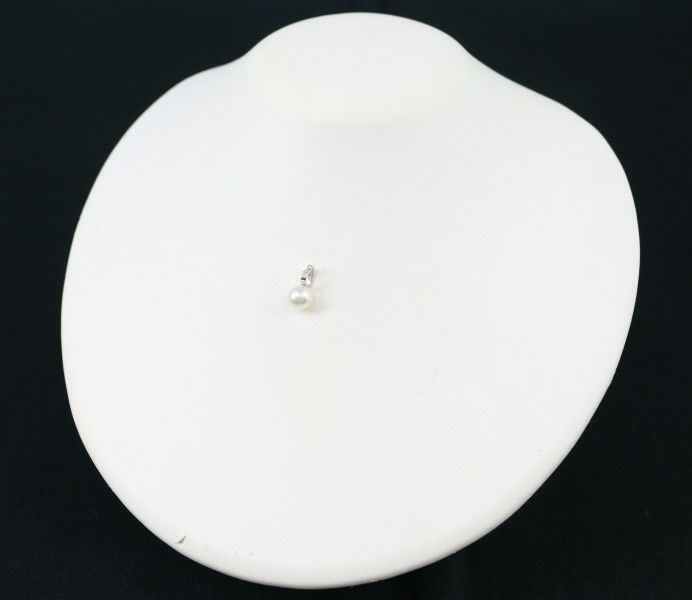 ミキモトペルリータ ペンダントトップ パール アコヤ真珠 7.4mm ダイヤ 0.02ct ハート K18WG 
