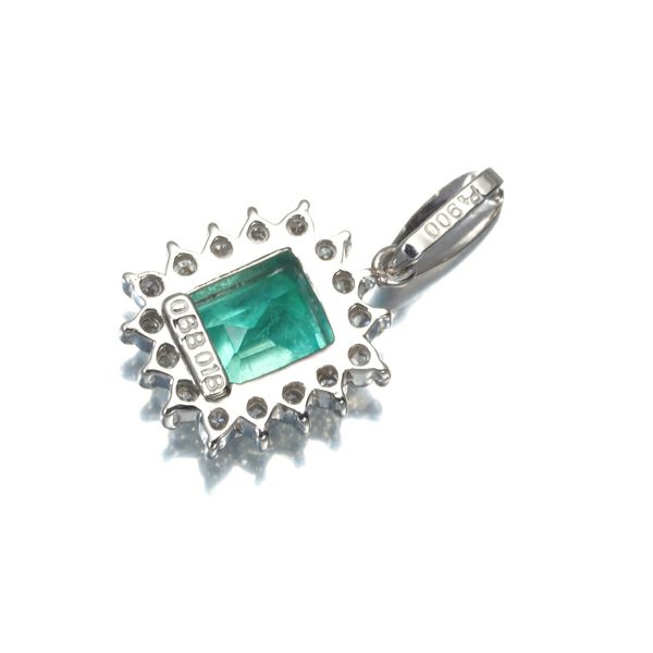 エメラルド 0.68ct ダイヤ 0.18ct クラシック ペンダントトップ Pt900 