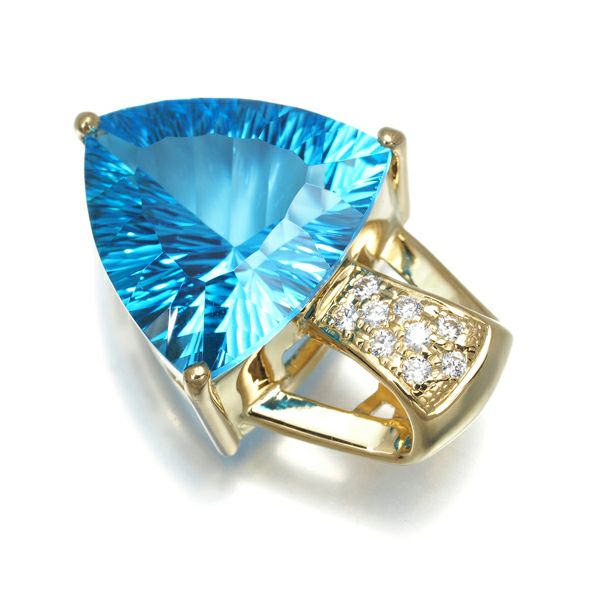 トパーズ 12.12ct ダイヤ 0.12ct トリリアント ペンダントトップ K18YG 