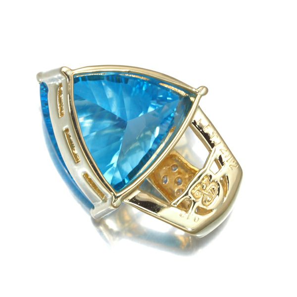 トパーズ 12.12ct ダイヤ 0.12ct トリリアント ペンダントトップ K18YG 