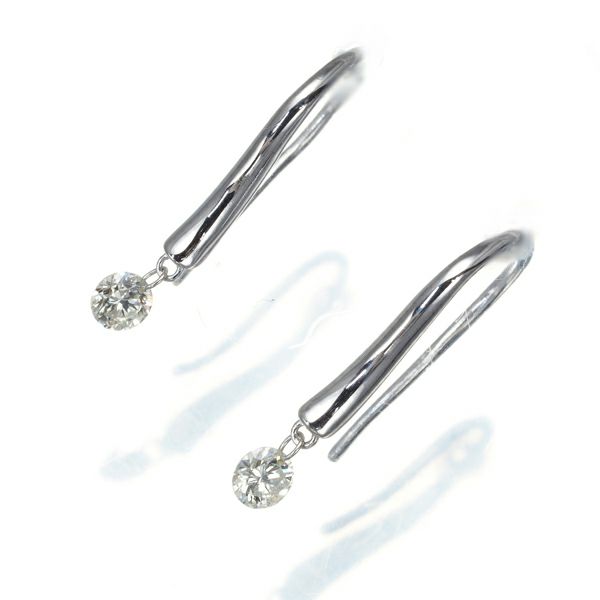 ダイヤ 0.10ct/0.10ct ヌーディ 揺れる フック ピアス K18WG 
