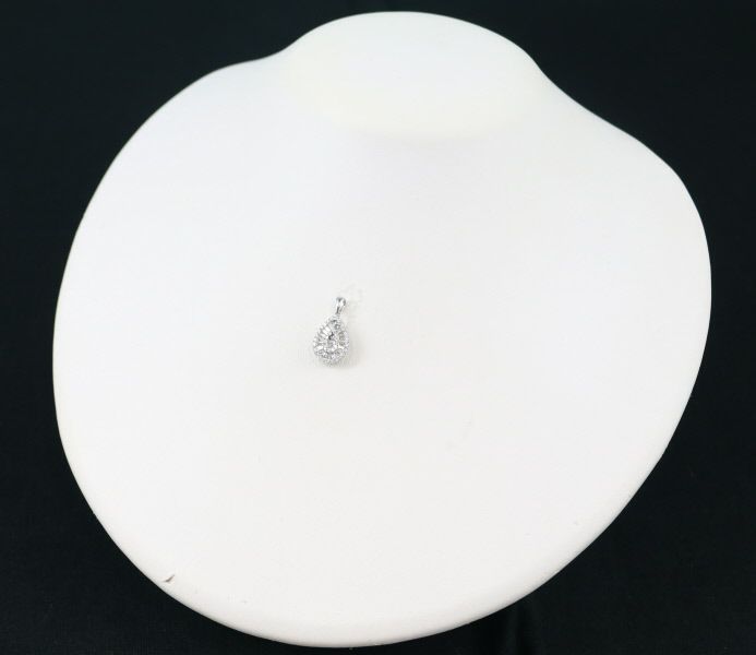 ダイヤ 0.45ct 2種カット ティアドロップ  ペンダントトップ K18WG 