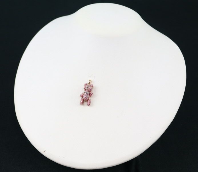 ピンクサファイア 2.80ct  パヴェ クマ アニマル  ペンダントトップ K18PG/WG 鑑別書
