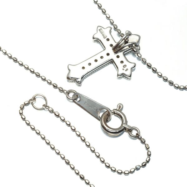 ダイヤ 0.1ct クロス ネックレス K18WG 