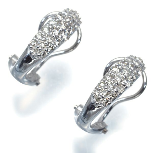 ダイヤ 0.25ct/0.25ct パヴェ ピアス兼イヤリング K18WG 