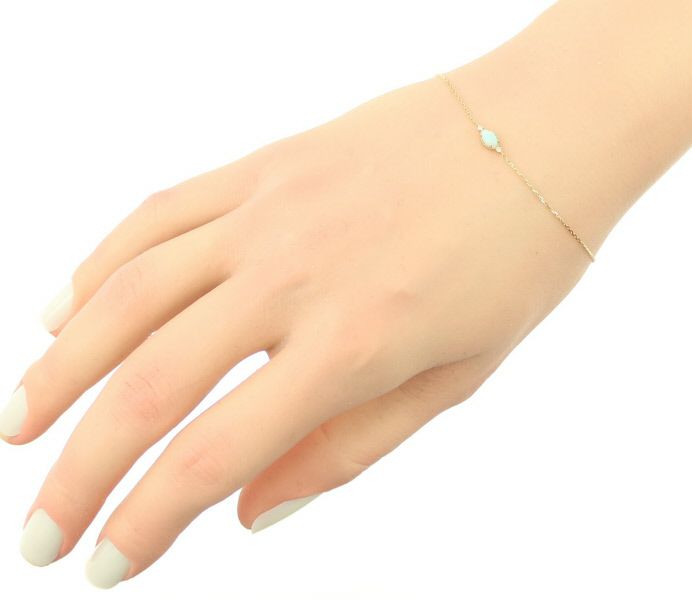 アガット ブレスレット ラリマー ダイヤ 0.01ct K10YG 
