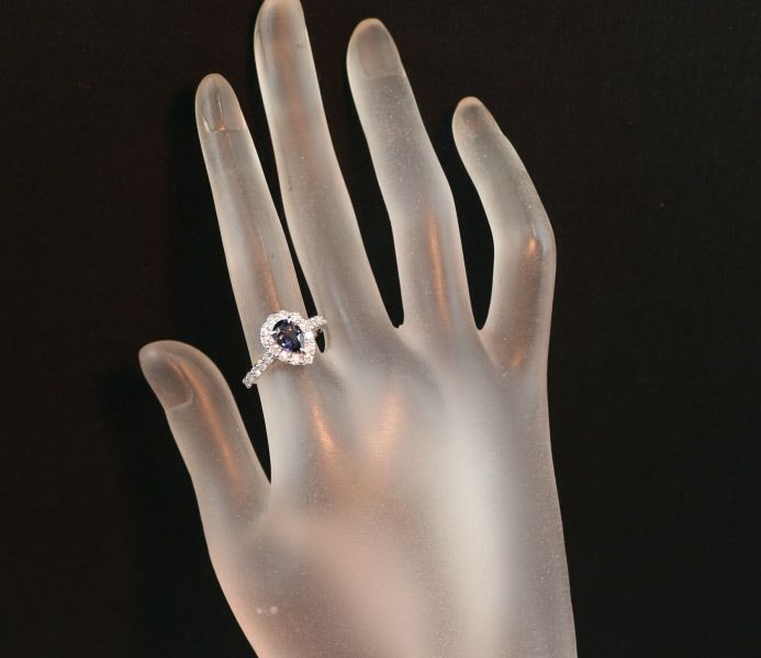 カラーチェンジスピネル 1.106ct ダイヤ 0.85ct ペアシェイプ クラシック  リング Pt900 ソ
