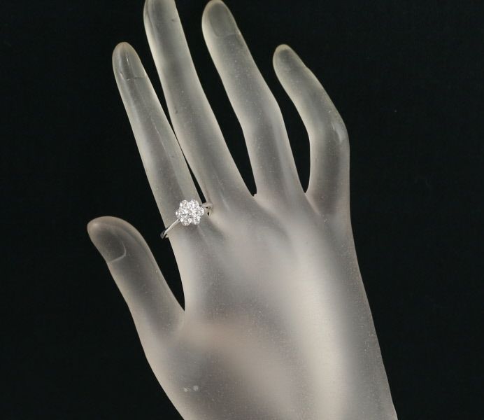ダイヤ 0.50ct フラワー  リング K18WG 