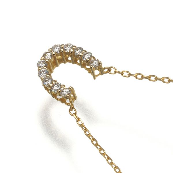 ダイヤ 0.07ct ホースシュー  ネックレス K18YG 