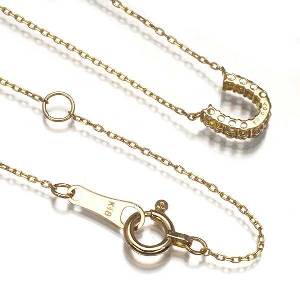 ダイヤ 0.07ct ホースシュー  ネックレス K18YG 