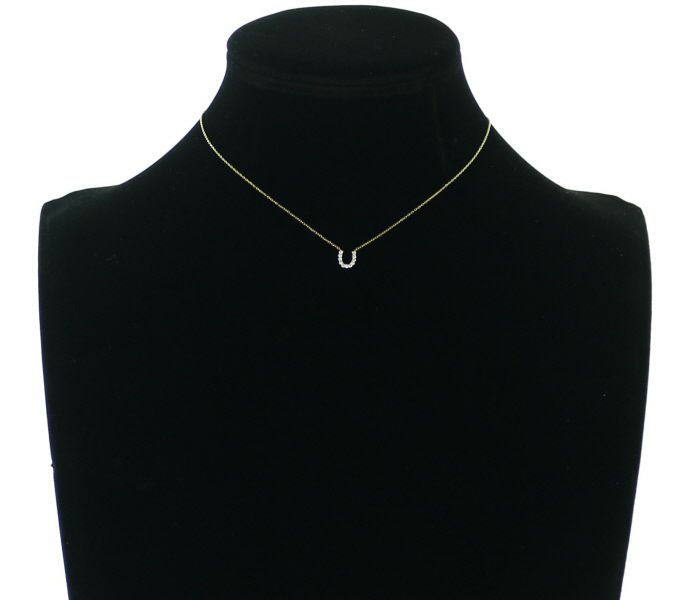 ダイヤ 0.07ct ホースシュー  ネックレス K18YG 