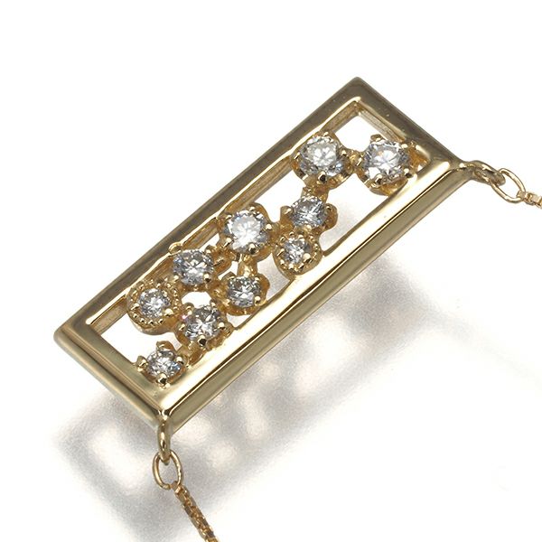 ダイヤ 0.21ct 透かし スクエア  ネックレス K18YG 