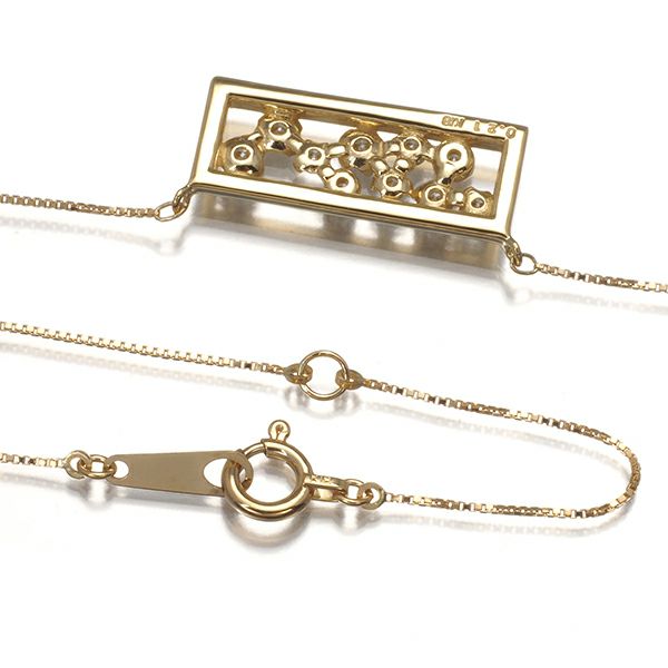 ダイヤ 0.21ct 透かし スクエア  ネックレス K18YG 