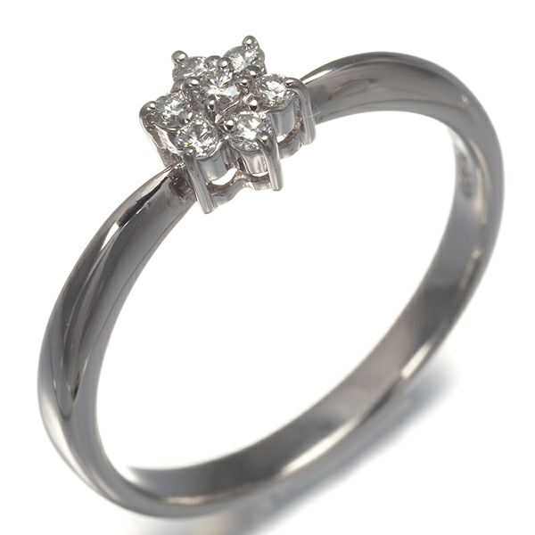 タサキ リング ダイヤ 0.12ct  フラワー 15号 Pt900 