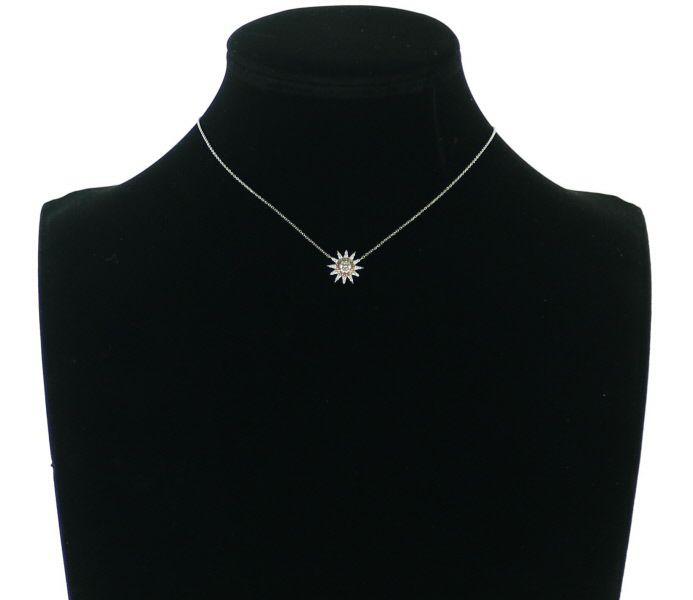 スタージュエリー ネックレス ライトイエロー＆クリア ダイヤ 0.16ct サンバースト K18YG/Pt950
