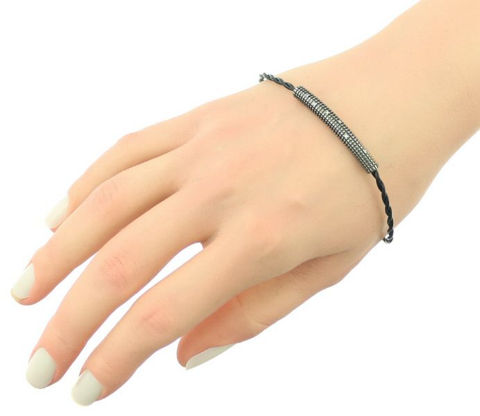 ダミアーニ ブレスレット ダイヤ メトロポリタンドリーム 6P K18WG/ブラックコーティング/レザー 保証書