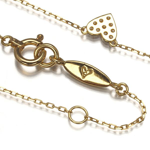 アーカー ネックレス ダイヤ 0.05ct ハート パヴェ  K18YG 