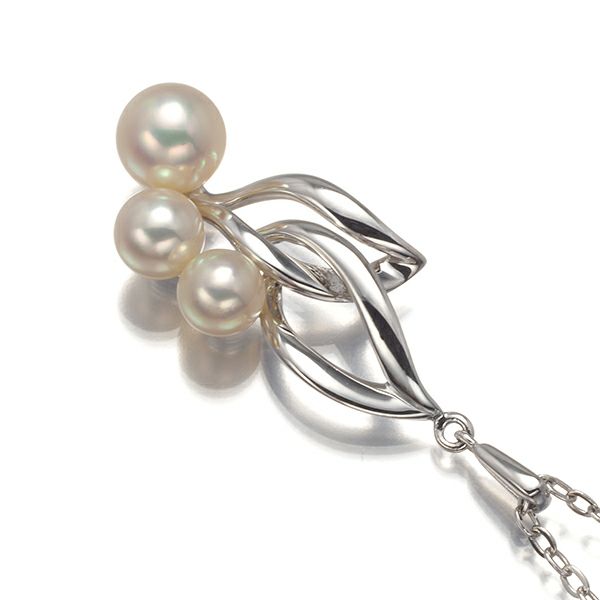 ミキモト ネックレス パール アコヤ真珠 4.7-6.0mm  リーフ シルバー/シルバー925 