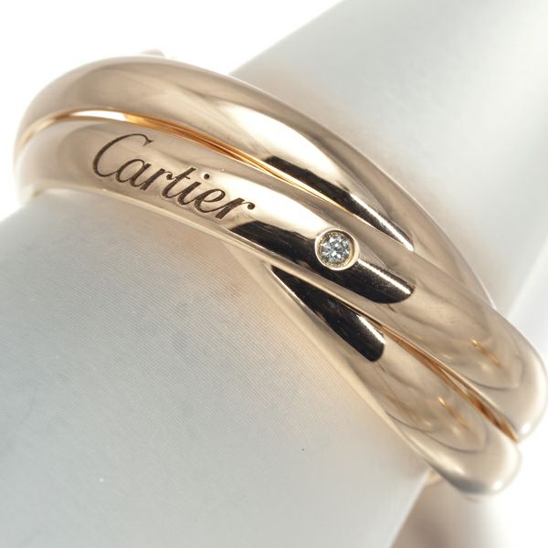 カルティエ トリニティリング ダイヤ 1P SM 2009年 クリスマス限定  57号 K18PG 