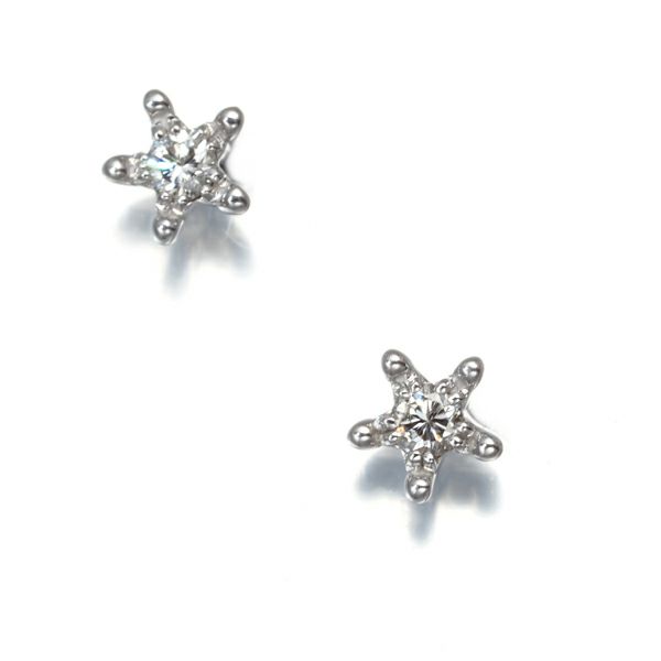 スタージュエリー ピアス ダイヤ 0.05ct/0.05ct 一粒 K18WG 