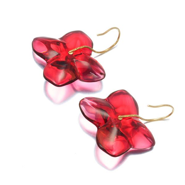 バカラ ピアス クリスタルガラス オルテンシア フラワー フック K18YG 
