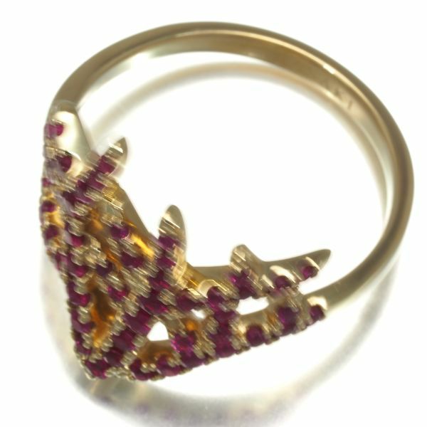 タサキ リング コーラル ルビー 0.86ct  珊瑚 18号 K18YG 