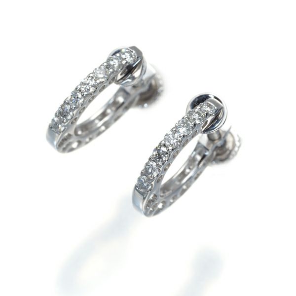 ダイヤ 0.10ct/0.10ct フープ イヤリング K18WG 