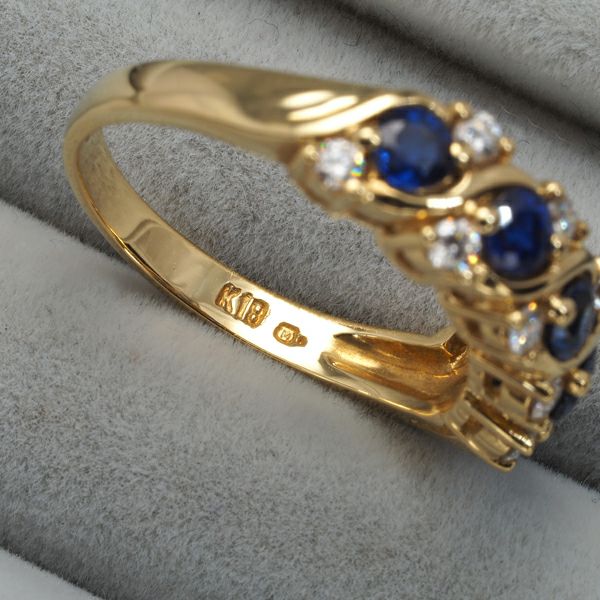 ミキモト リング サファイア 0.98ct ダイヤ 0.25ct  12.5号 K18YG 