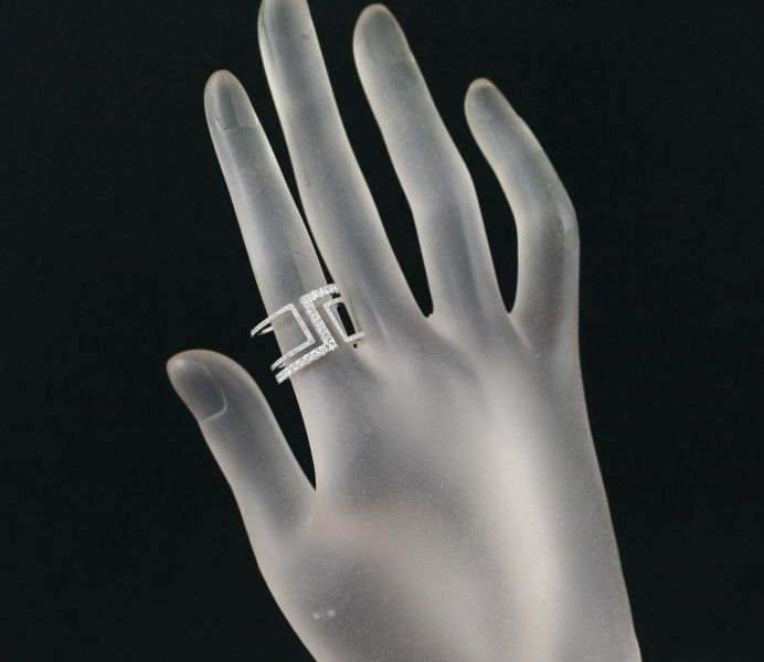 ダイヤ 0.72ct ジオメトリック ライン  リング K18WG 