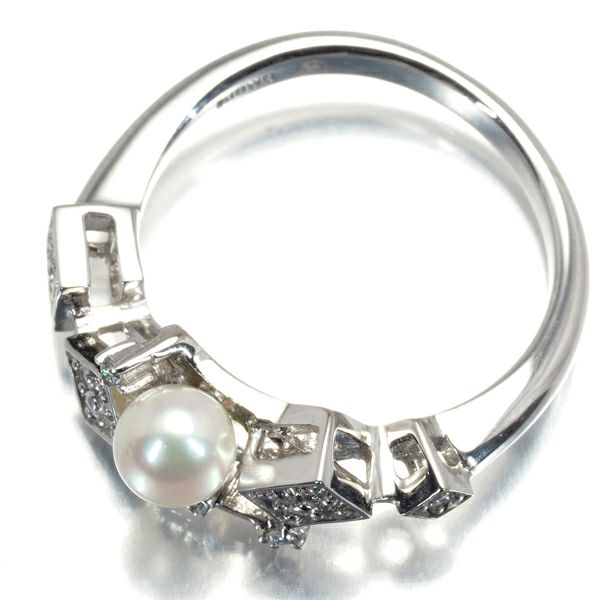 ベビーパール アコヤ真珠 4.6mm ダイヤ 0.13ct   リング K18WG 