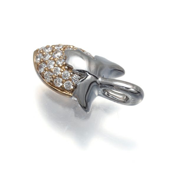 ダイヤ 0.37ct/0.13ct イチゴ フルーツ リバーシブル ペンダントトップ K18PG/WG 