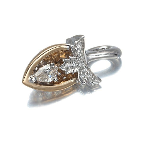 ダイヤ 0.37ct/0.13ct イチゴ フルーツ リバーシブル ペンダントトップ K18PG/WG 