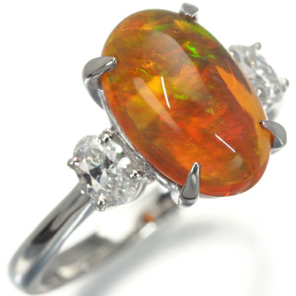 ファイアオパール 1.94ct ダイヤ 0.30ct オーバルカット  リング Pt900 鑑別書