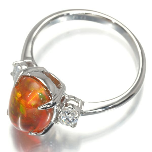 ファイアオパール 1.94ct ダイヤ 0.30ct オーバルカット  リング Pt900 鑑別書