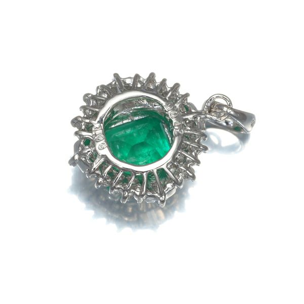 エメラルド 1.09ct ダイヤ 0.12ct クラシック ペンダントトップ Pt900 ソーティング