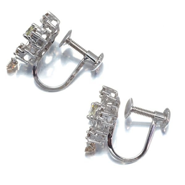 イエロー&ブラウンダイヤ 0.07ct/0.07ct クロス 揺れる イヤリング K18WG 