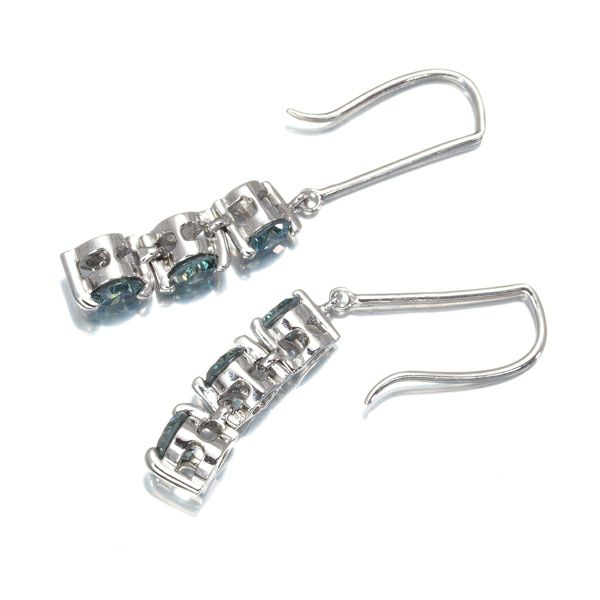 ブルーダイヤ 0.50ct/0.50ct 揺れる フック ピアス K18WG 