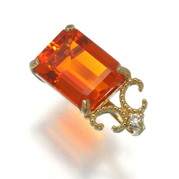ファイアオパール 1.00ct ダイヤ 0.01ct   ペンダントトップ K18YG 