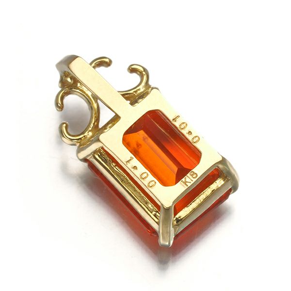 ファイアオパール 1.00ct ダイヤ 0.01ct   ペンダントトップ K18YG 