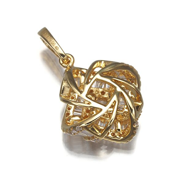 ダイヤ 0.40ct 2種カット  ペンダントトップ K18YG 