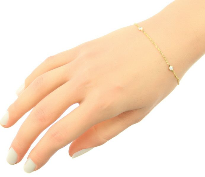 ティファニー ブレスレット ダイヤ バイザヤード 3P K18YG 